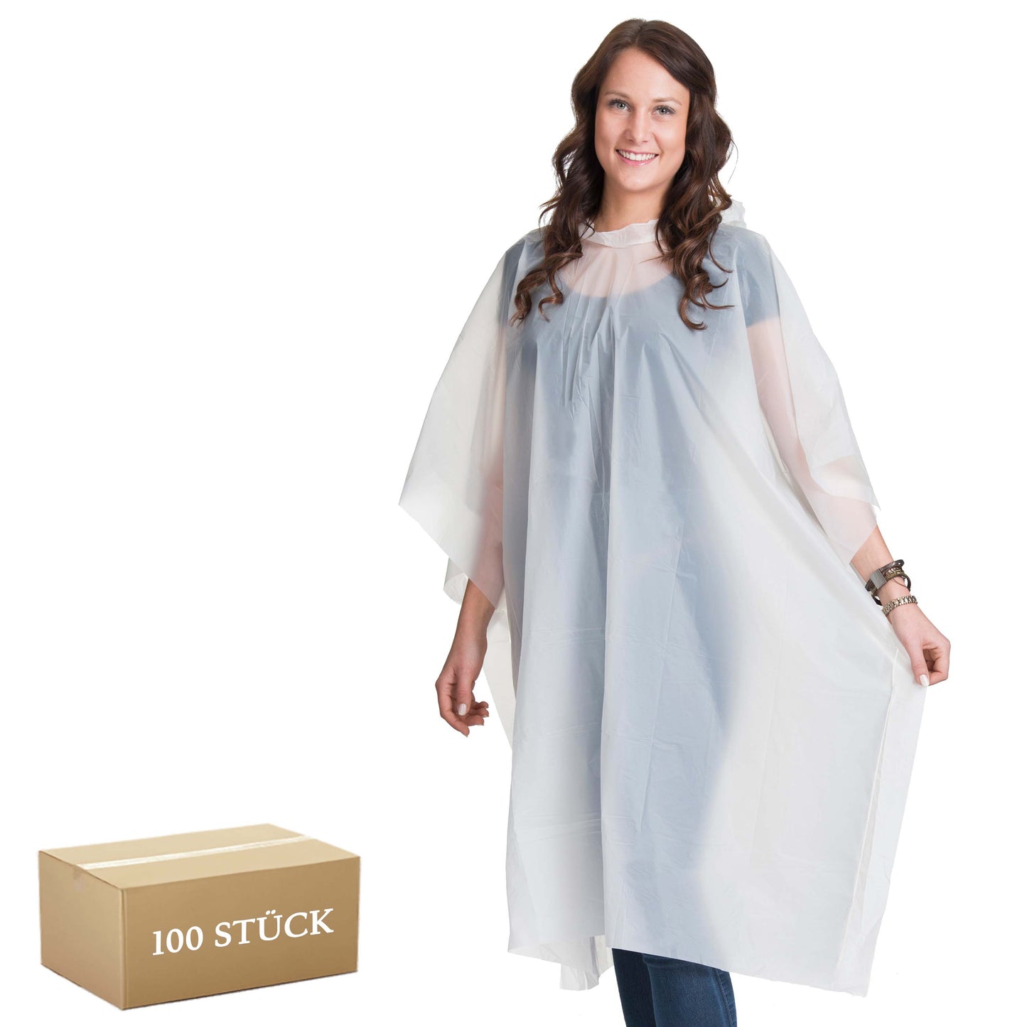100 Stück bio Einweg-Regenponchos biologisch abbaubar für Festivals und Events
