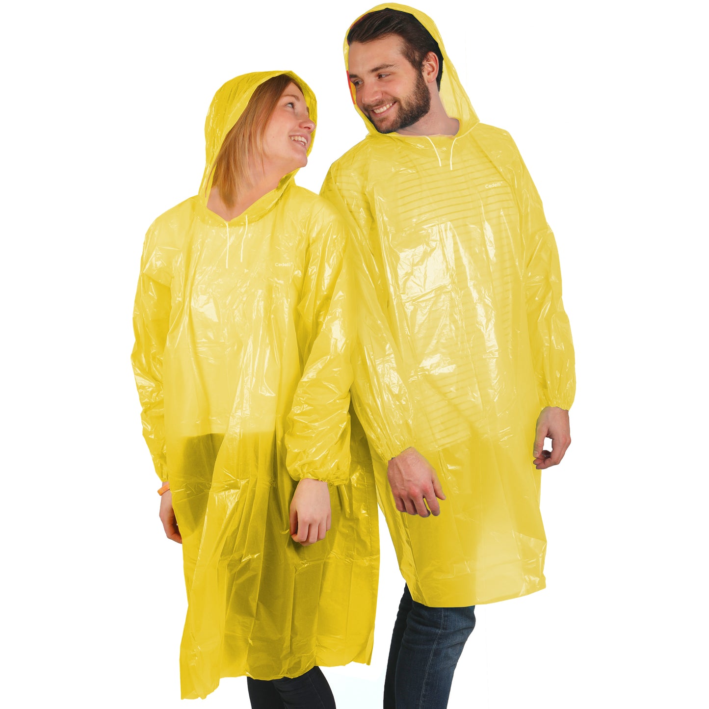 Gelber Einweg-Regenponcho für Festival und Regenschutz