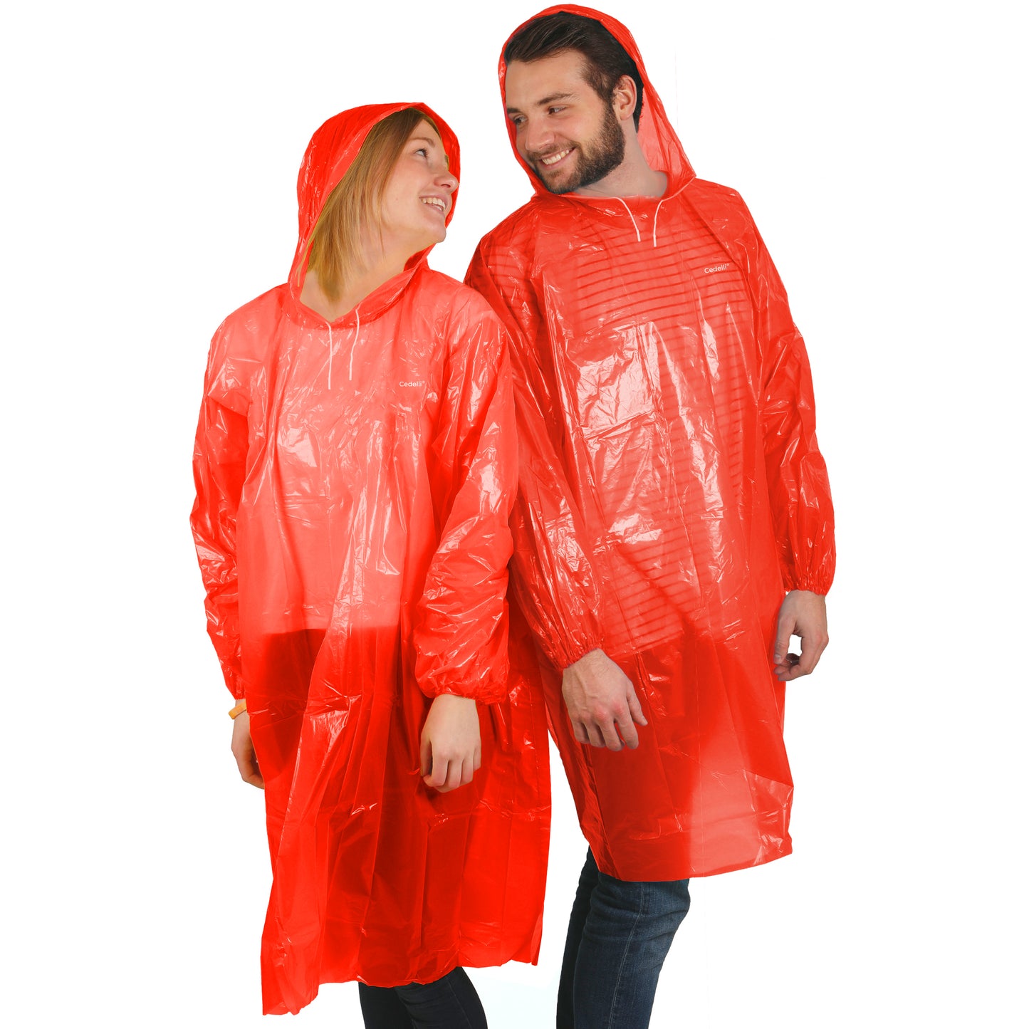 Roter Einweg-Regenponcho für Festival und Regenschutz