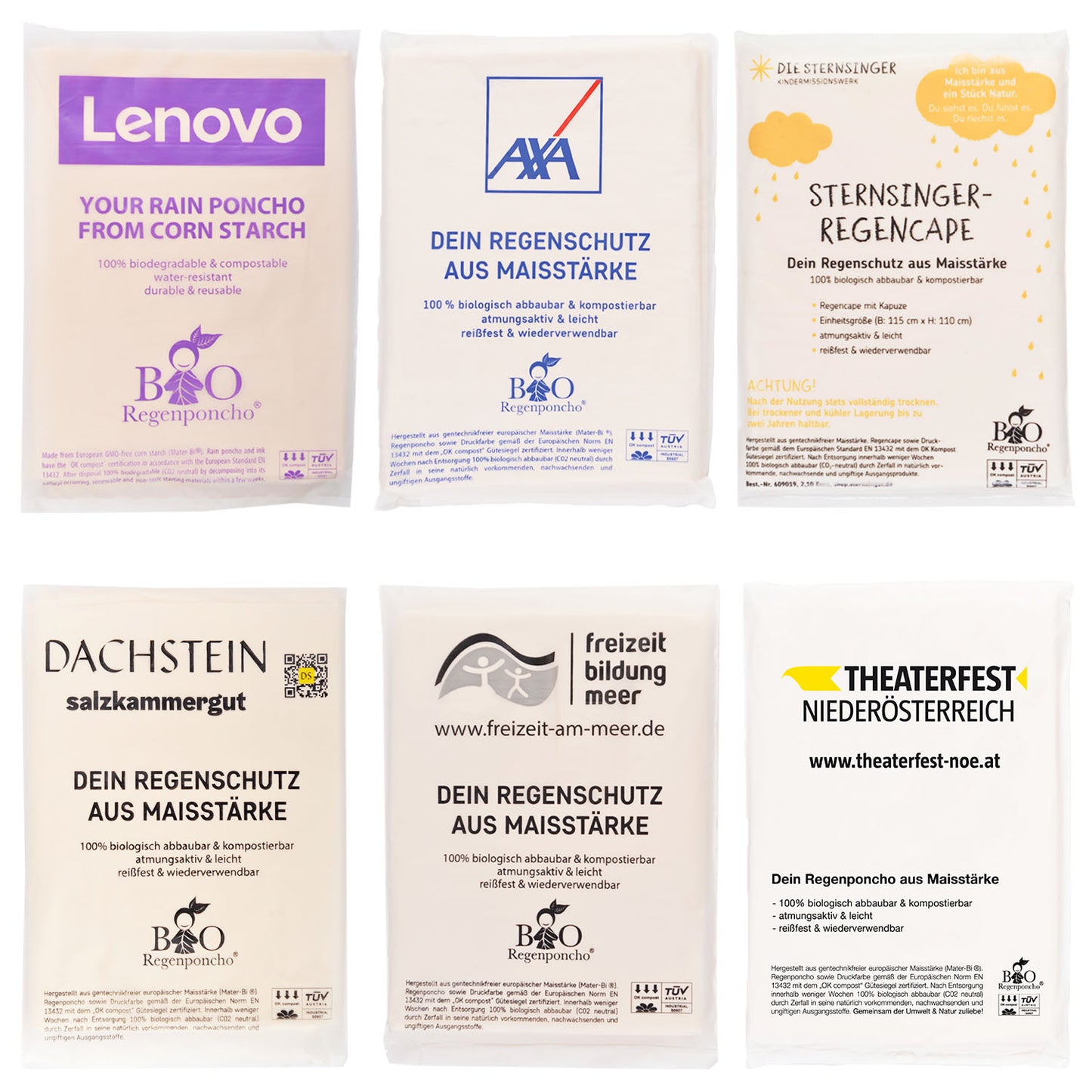 Bio-Regenponcho® nach Ihrer Pantone + Logo Werbeartikel - Hergestellt in Europa