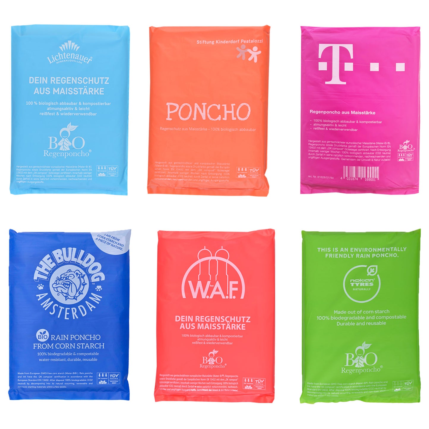 Bio-Regenponcho® nach Ihrer Pantone + Logo Werbeartikel - Hergestellt in Europa