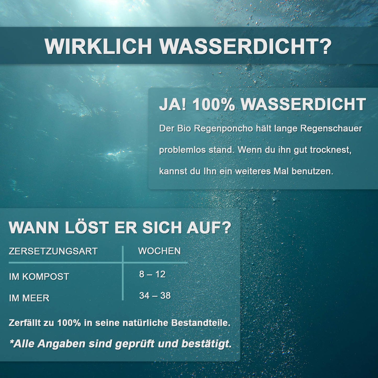 BIO Regenponcho Einweg | 500 Stück | 100% Biologisch abbaubar