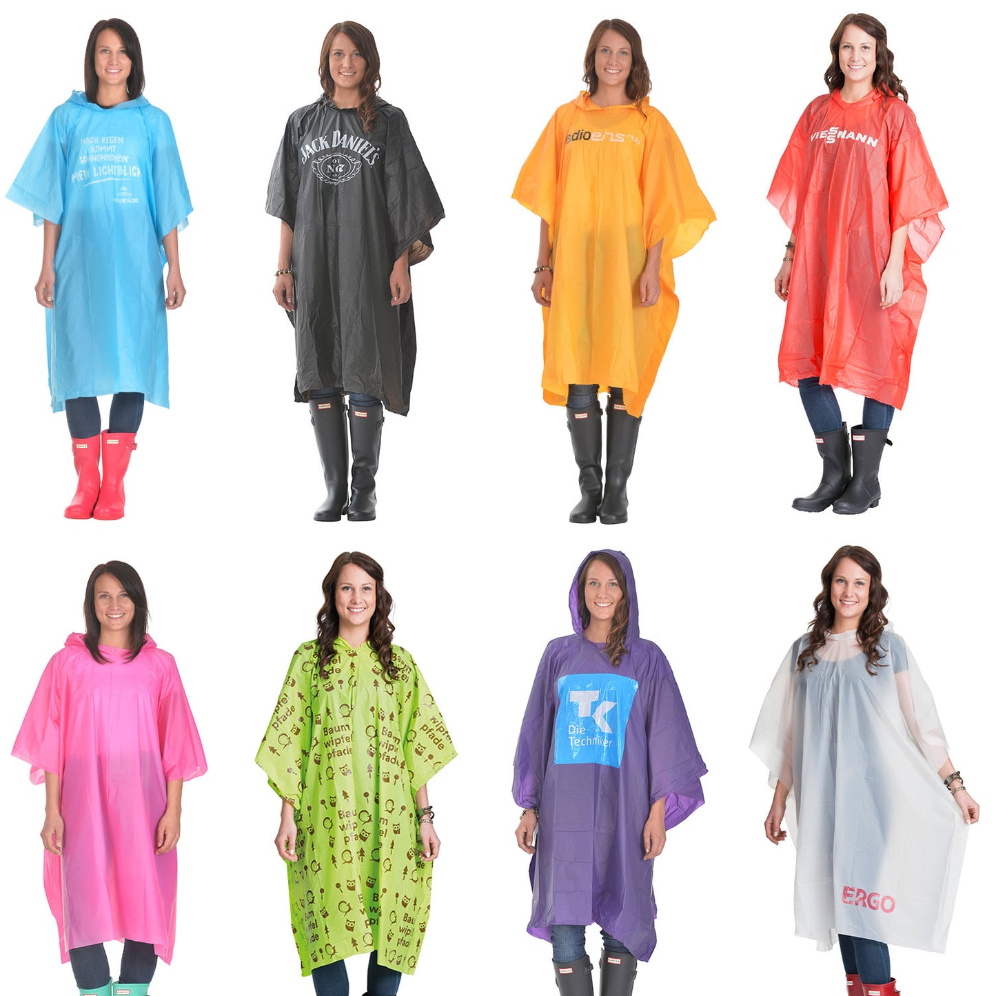 Bio-Regenponcho® nach Ihrer Pantone + Logo Werbeartikel - Hergestellt in Europa