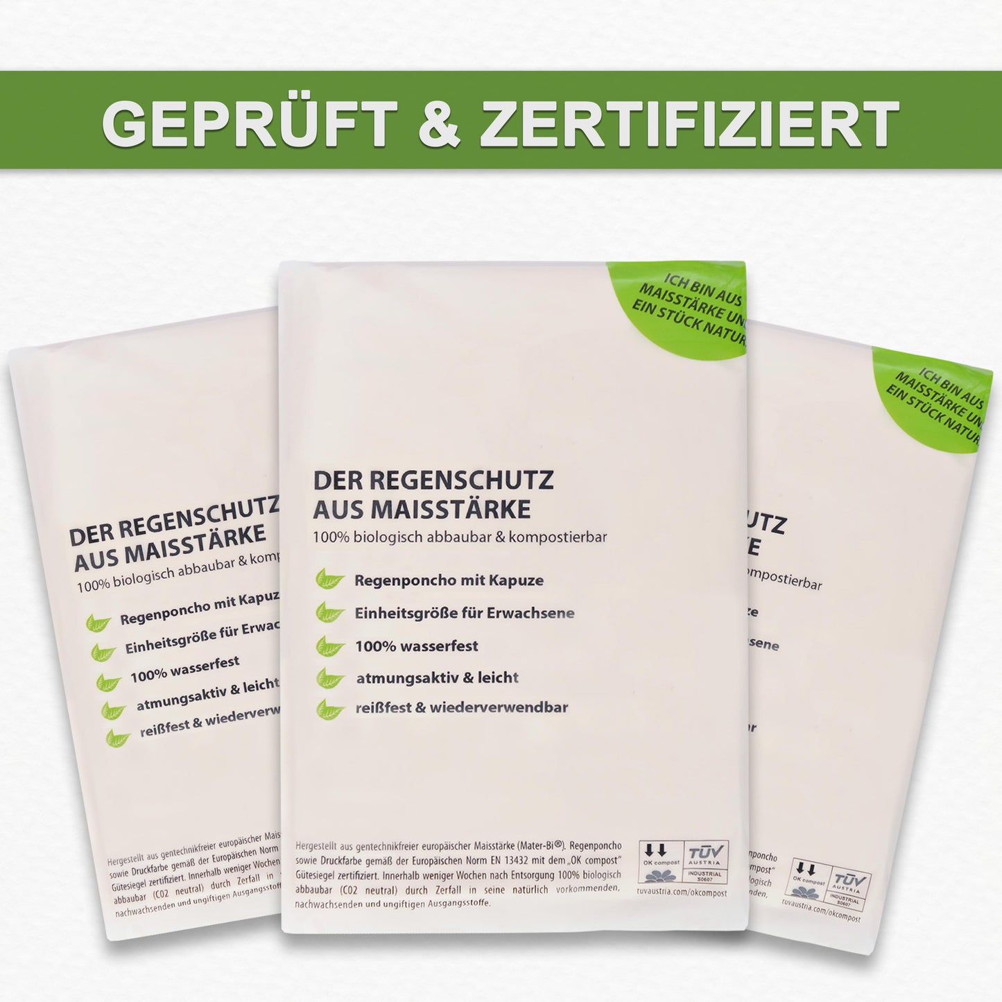 Bio Einweg-Regenponcho für Karneval und Festival Open-Air-Konzerte