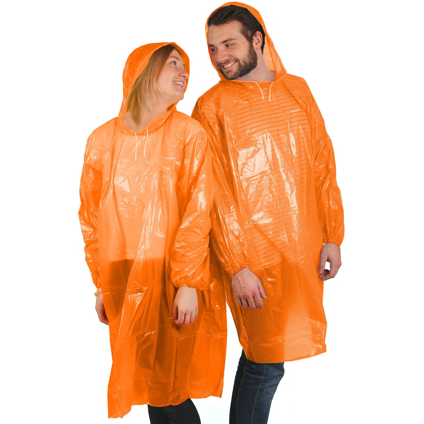 Einweg Regenponcho für Festivals | 5 Stück | Orange