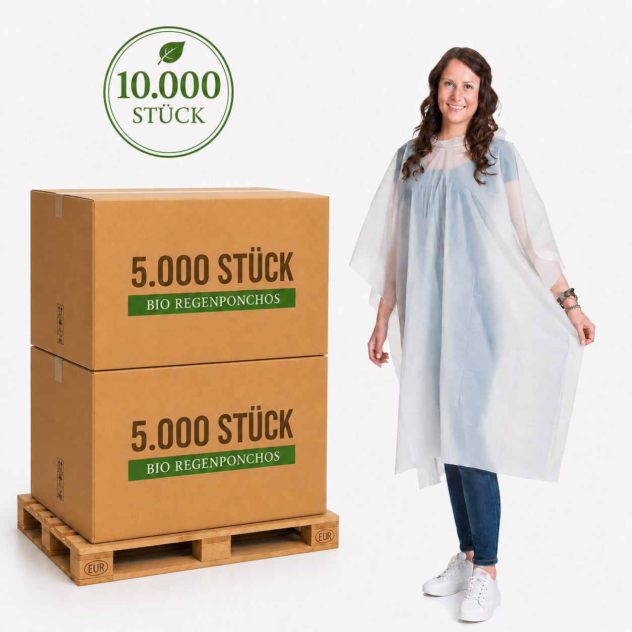 BIO Regenponcho Einweg | 10.000 Stück | 100% Biologisch abbaubar