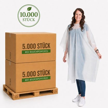 20.000 Stück | BIO Regenponcho - Umverpackung auf englisch