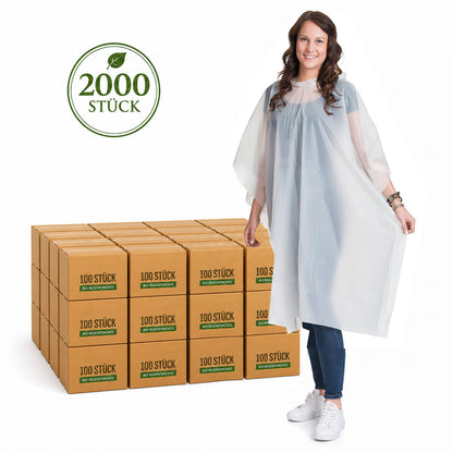 BIO Regenponcho Einweg | 2000 Stück | 100% Biologisch abbaubar