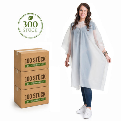 300 Stück bio Einweg-Regenponchos biologisch abbaubar für Festival-Veranstaltungen