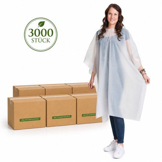 BIO Regenponcho Einweg | 3000 Stück | 100% Biologisch abbaubar