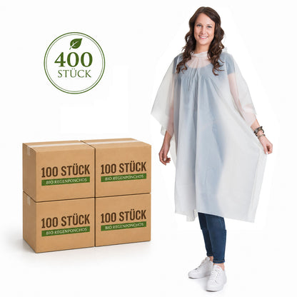 400 Stück bio Einweg-Regenponchos biologisch abbaubar für Festival-Veranstaltungen