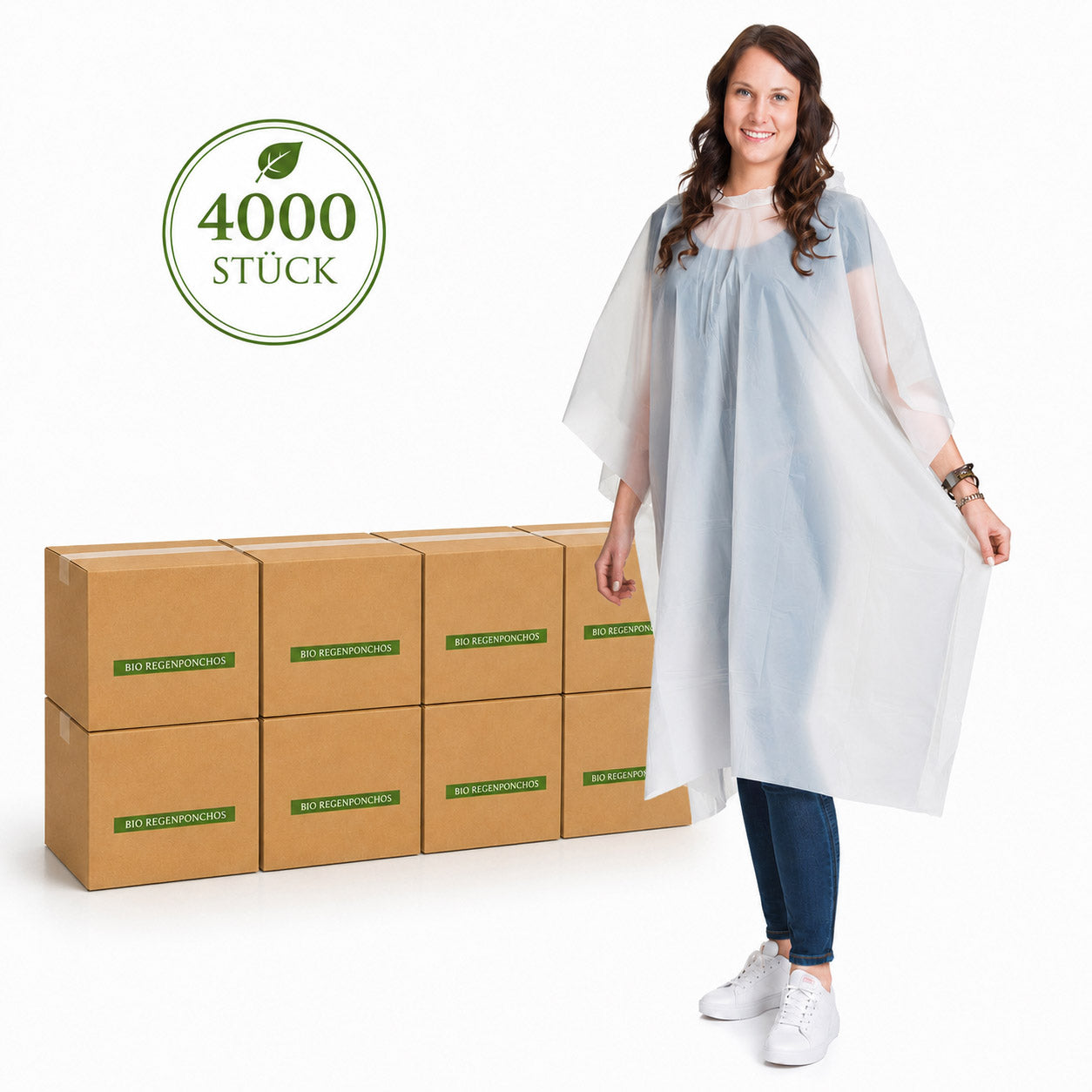 BIO Regenponcho Einweg | 4000 Stück | 100% Biologisch abbaubar