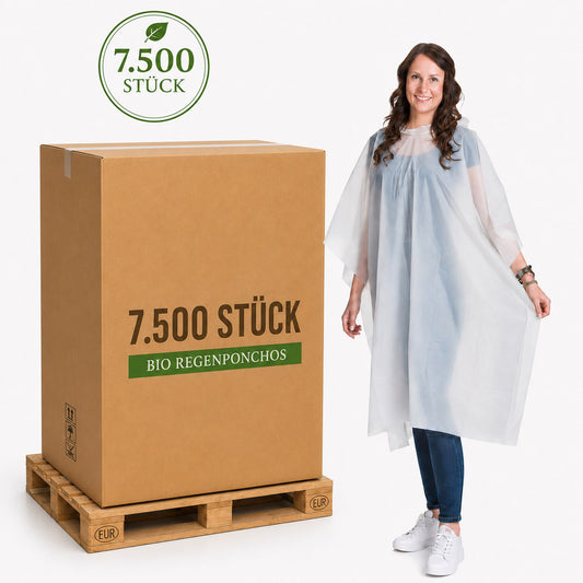 BIO Regenponcho Einweg | 7500 Stück | 100% Biologisch abbaubar
