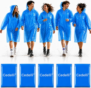 Blauer Einweg-Regenponcho für Regenschutz bei Festivals