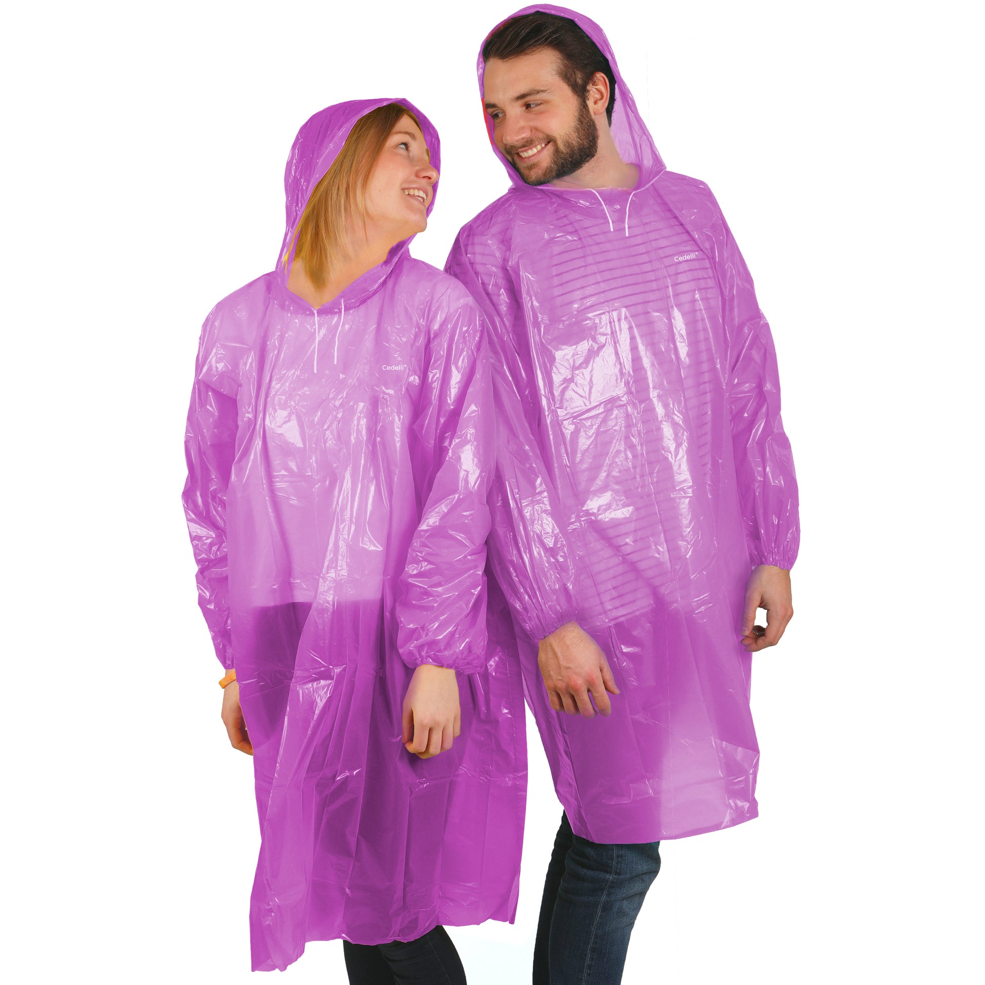Lila Einweg-Regenponcho für Festival und Regenschutz