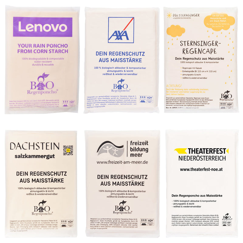 Bio-Regenponcho® nach Ihrer Pantone + Logo Werbeartikel - Hergestellt in Europa-zoom-