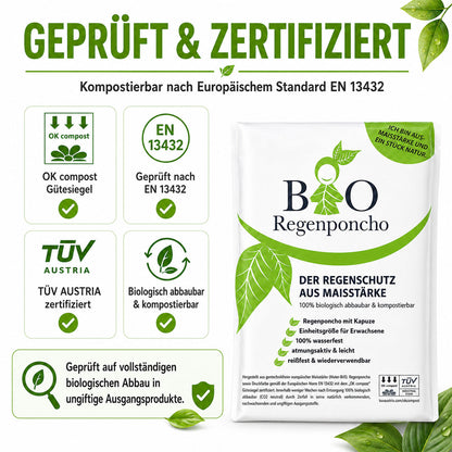 BIO Regenponcho Einweg | 500 Stück | 100% Biologisch abbaubar