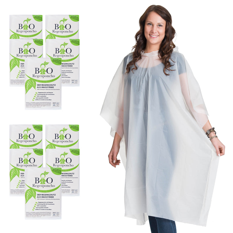 10 Stück | BIO Regenponcho - Umverpackung auf Deutsch-zoom-