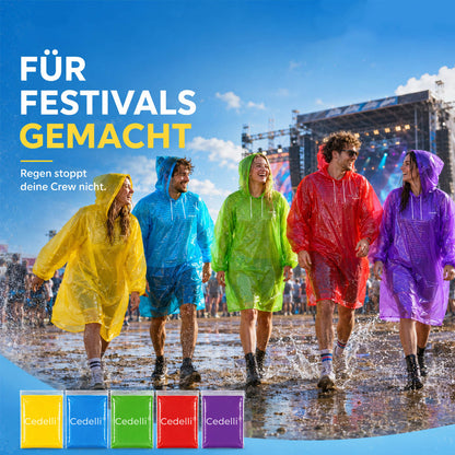 Festival Regenponcho | 5 Stück | 5 Farben