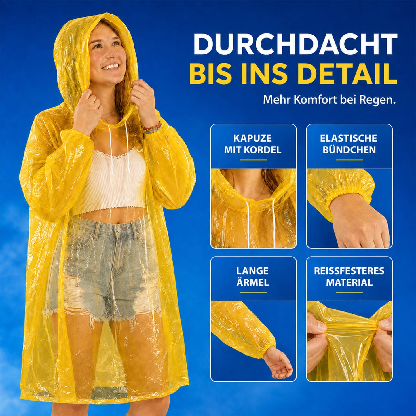 Festival Regenponcho | 5 Stück | 5 Farben