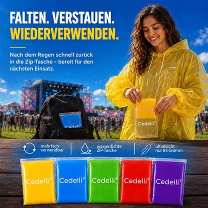 Festival Regenponcho | 5 Stück | 5 Farben