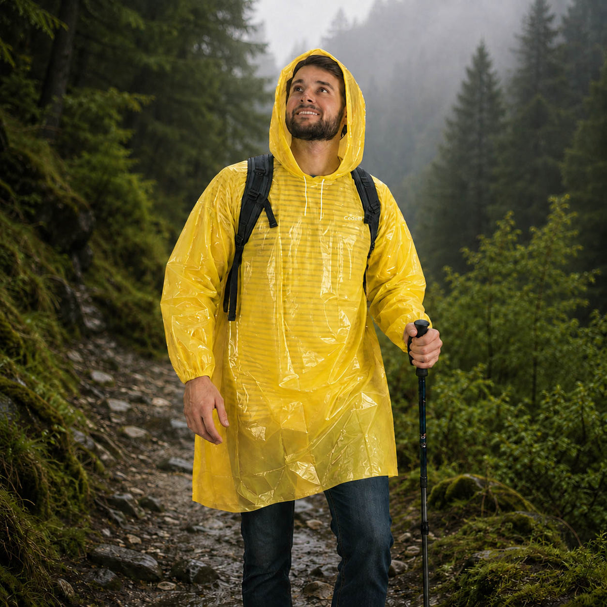 10 Stück - Regenponcho Einweg - Gelb