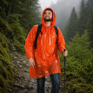 10 Stück - Regenponcho Einweg - Rot