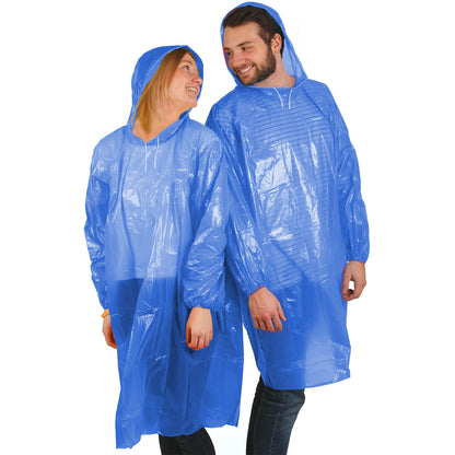 Einweg Regenponcho für Festivals | 5 Stück | Dunkelblau