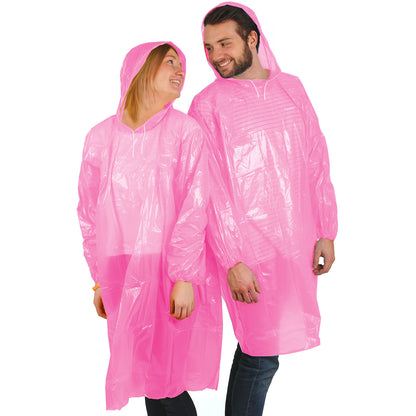 Einweg Regenponcho für Festivals | 5 Stück | Rosa
