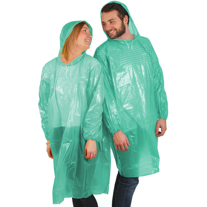 Einweg Regenponcho für Festivals | 5 Stück | Türkis