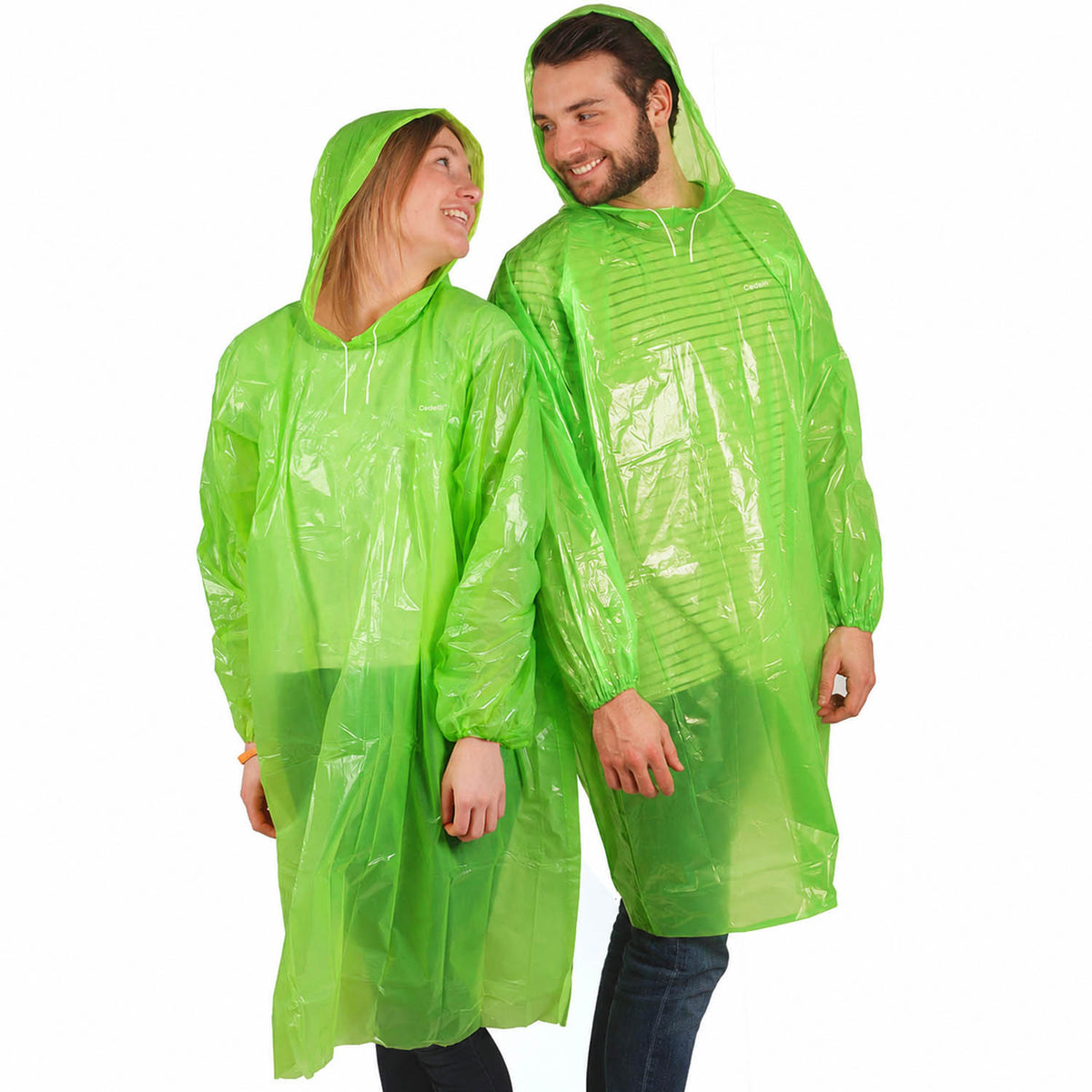 10 Stück - Regenponcho Einweg - Grün