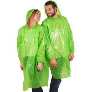 10 Stück - Regenponcho Einweg - Grün