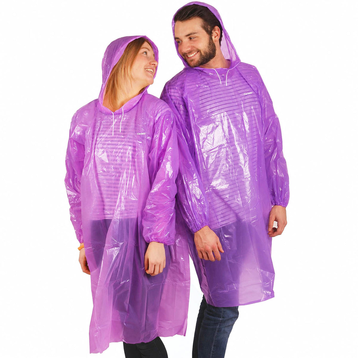 5 Stück - Regenponcho Einweg - Lila