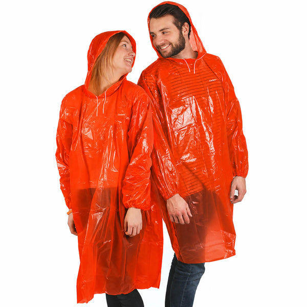 5 Stück - Regenponcho Einweg - Rot
