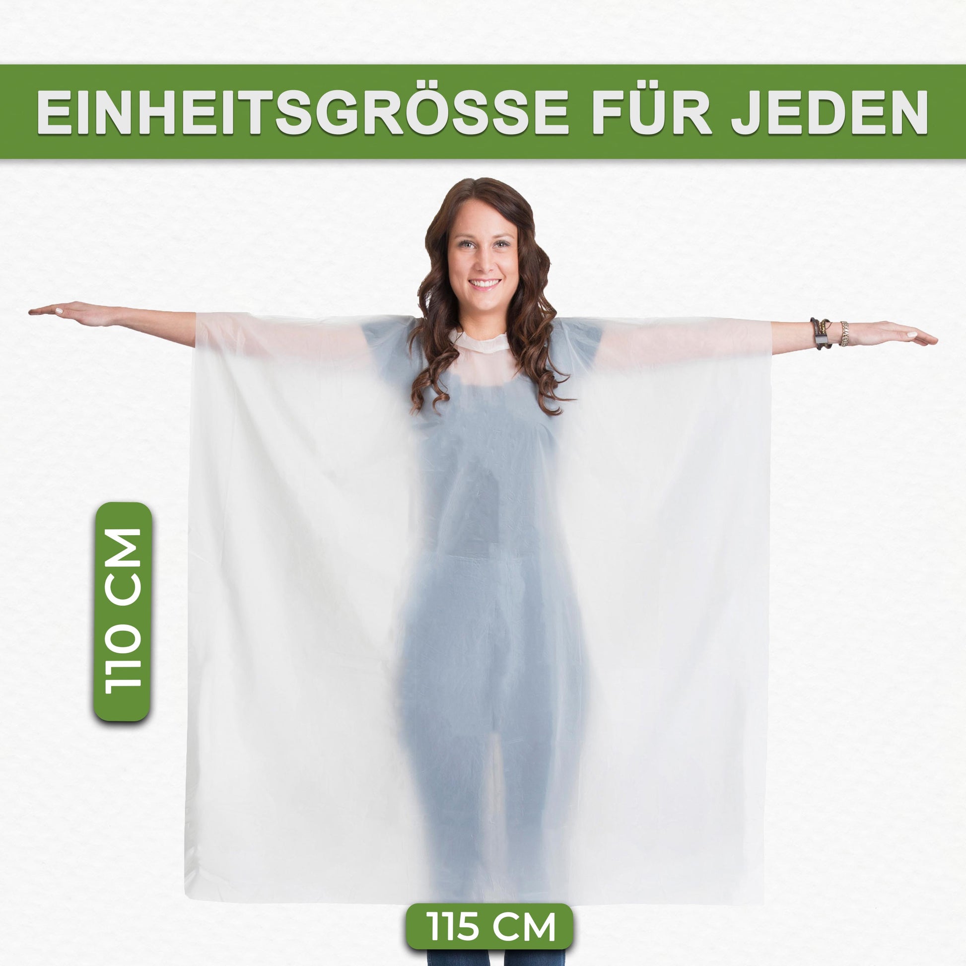 Umweltfreundlicher bio Einweg-Regenponcho für Festivals extra lang