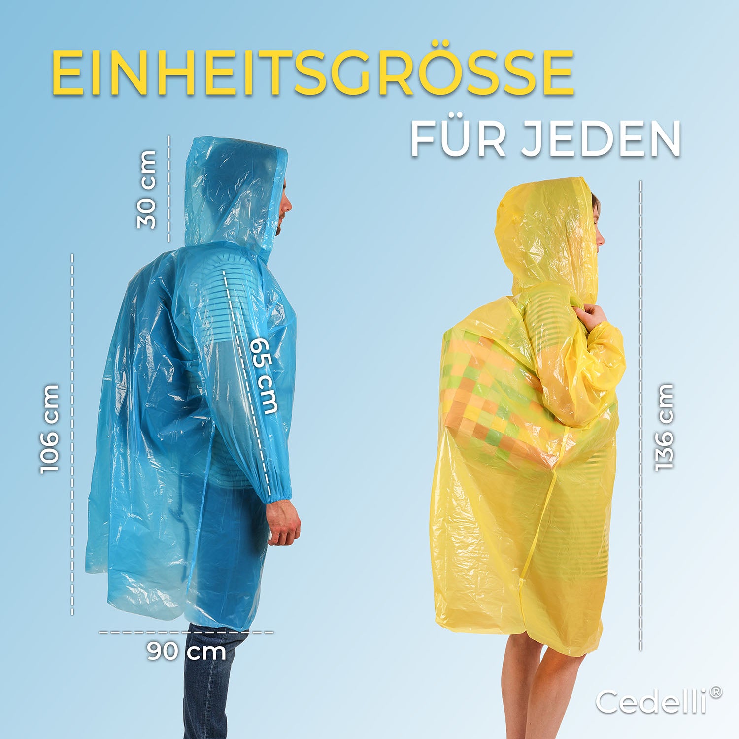 2000 Stück - Regenponcho Einweg - Gelb