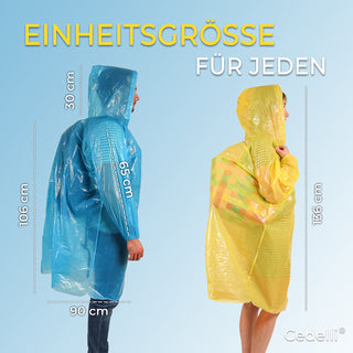 2000 Stück - Regenponcho Einweg - Gelb