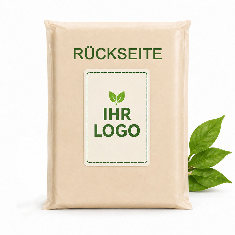 Verpackung mit DIN-A7-Logo-Sticker
